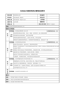 化妆品公司原材料库主管岗位说明书