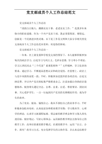 党支部成员个人工作总结范文