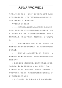 大学生实习单位评语汇总