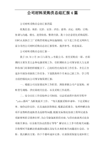 公司材料采购员总结汇报4篇