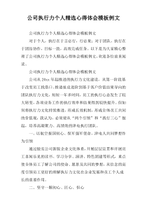 公司执行力个人精选心得体会模板例文