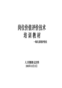 合益HayGroup海氏岗位评价技术运用