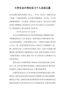 大学生会计岗位实习个人总结五篇