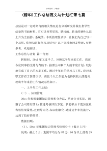 (精华)工作总结范文与计划汇聚七篇