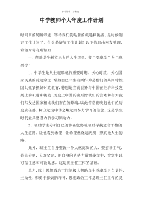 中学教师个人年度工作计划