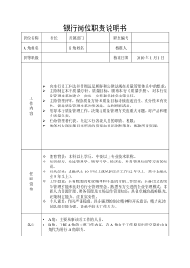 商业银行全员岗位职责说明书汇总