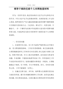 领导干部的任前个人对照检查材料