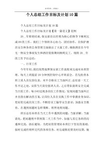 个人总结工作目标及计划10篇