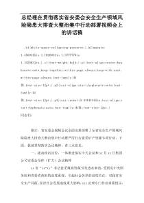 总经理在贯彻落实省安委会安全生产领域风险隐患大排查大整治集中行动部署视频会上的讲话稿