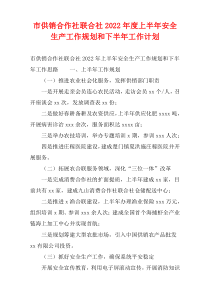 市供销合作社联合社2022年度上半年安全生产工作规划和下半年工作计划