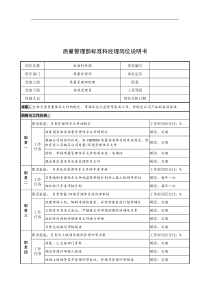 奥康集团质量管理部标准科经理岗位说明书