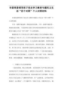 市委常委领导班子党史学习教育专题民主生活“四个对照”个人对照材料