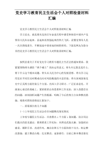 党史学习教育民主生活会个人对照检查材料汇编