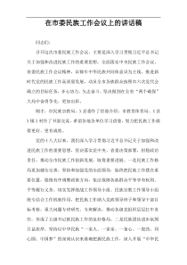 在市委民族工作会议上的讲话稿