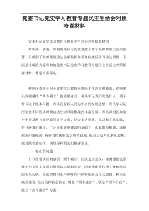 党委书记党史学习教育专题民主生活会对照检查材料