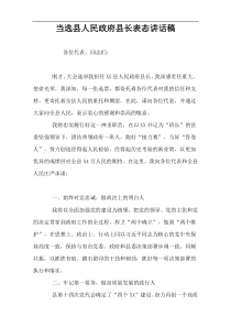 当选县人民政府县长表态讲话稿