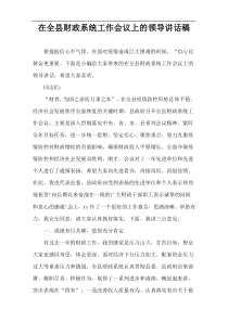 在全县财政系统工作会议上的领导讲话稿