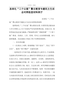 县深化“三个以案”警示教育专题民主生活会对照检查材料例子