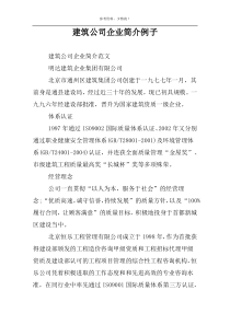 建筑公司企业简介例子