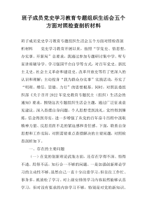 班子成员党史学习教育专题组织生活会五个方面对照检查剖析材料