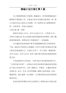 精编计划方案汇聚5篇