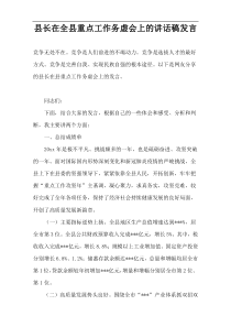 县长在全县重点工作务虚会上的讲话稿发言