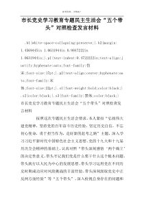 市长党史学习教育专题民主生活会“五个带头”对照检查发言材料