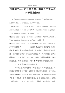 市委副书记、市长党史学习教育民主生活会对照检查提纲