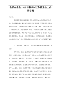 县长在全县2022年林长制工作推进会上的讲话稿