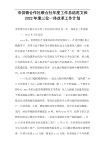 市供销合作社联合社工作总结范文和2022年度三位一体改革工作计划