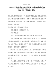 2022小学生消防安全国旗下讲话稿稿范例500字（精编3篇）