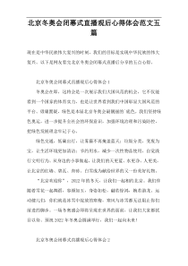 北京冬奥会闭幕式直播观后心得体会范文五篇