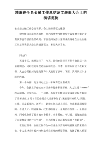 精编在全县金融工作总结范文表彰大会上的演讲范例