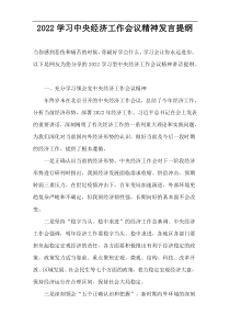 2022学习中央经济工作会议精神发言提纲