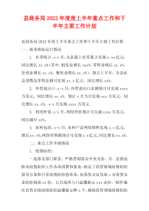 县商务局2022年度度上半年重点工作和下半年主要工作计划