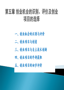 第五章创业机会的识别与评价及创业项目的选择