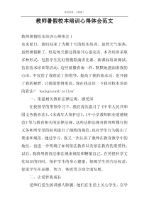 教师暑假校本培训心得体会范文