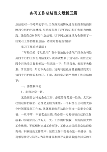 实习工作总结范文最新五篇