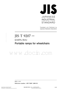 JIS T9207-2008 Portable ramps for wheelchairs(英文版)