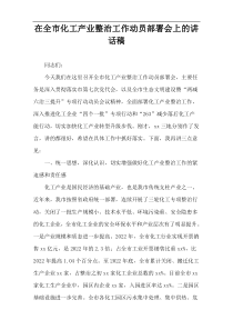 在全市化工产业整治工作动员部署会上的讲话稿