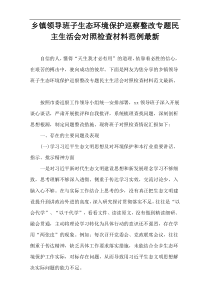 乡镇领导班子生态环境保护巡察整改专题民主生活会对照检查材料范例最新