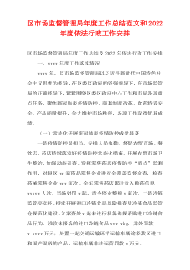 区市场监督管理局年度工作总结范文和2022年度依法行政工作安排