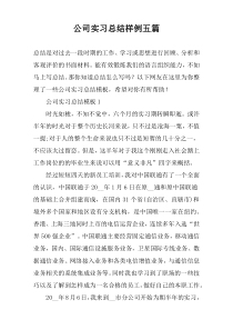 公司实习总结样例五篇