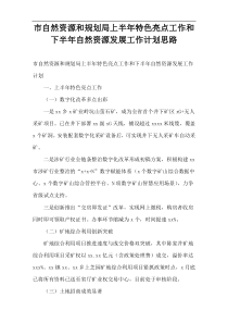 市自然资源和规划局上半年特色亮点工作和下半年自然资源发展工作计划思路