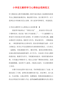 小学语文教师学习心得体会范例范文