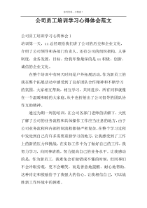 公司员工培训学习心得体会范文