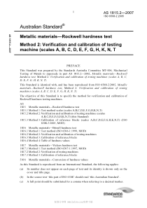 AS 1815.2-2007 Metallic materials—Rockwell hardnes