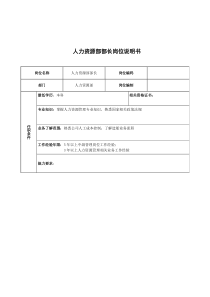 广船国际人力资源部部长岗位说明书