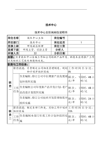 技术中心主任岗岗位说明书