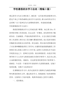 学校暑假政治学习总结（精编3篇）